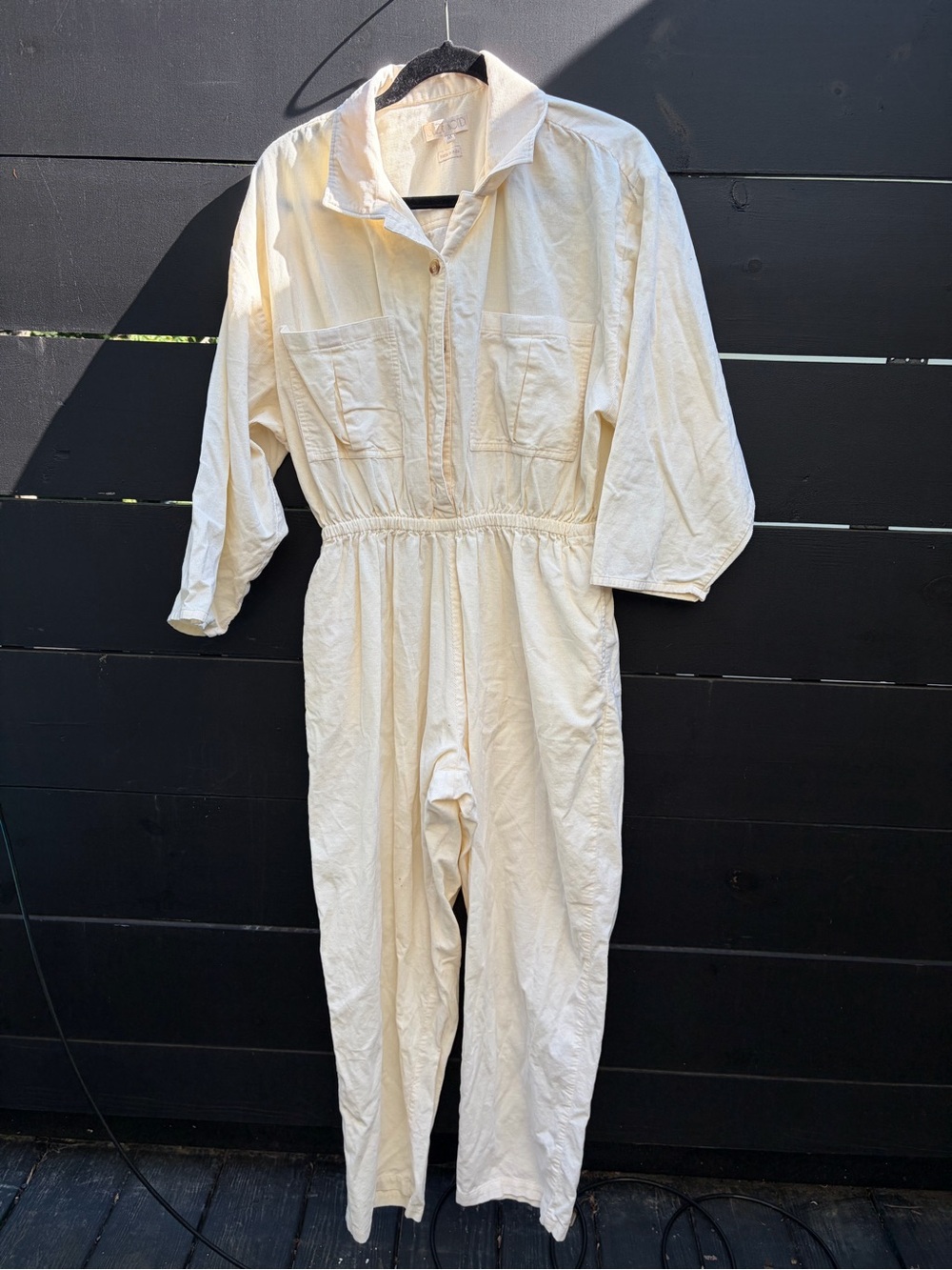 Suzie Kondi Cream Cotton Utility Jumpsuit Size M